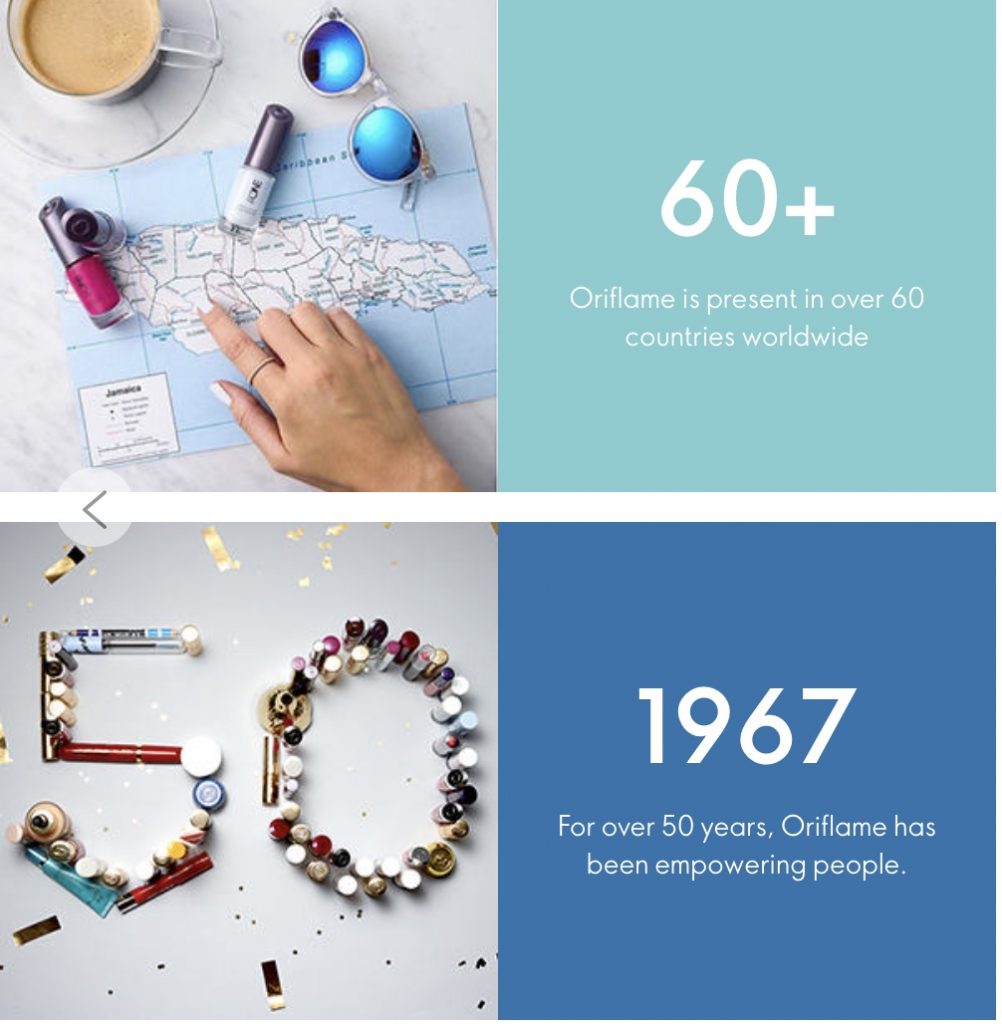 Image shows facts and figures about Oriflame Business